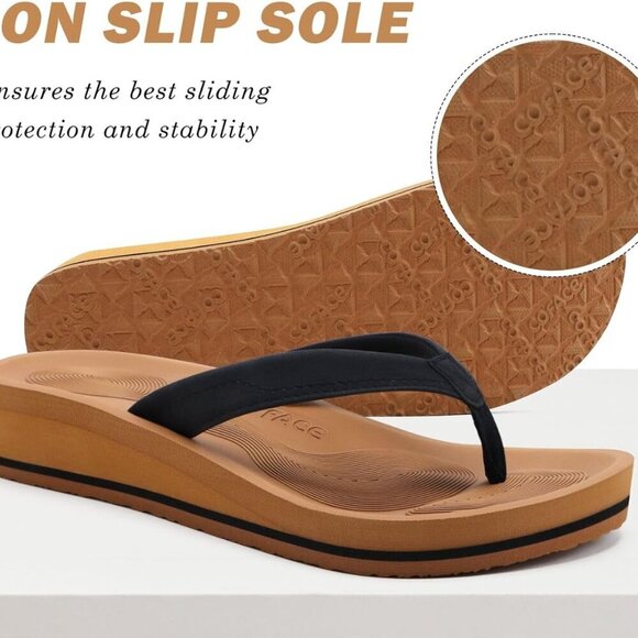 Women Flip Flops Rubber Cotton Wedge Platform Thong Sandals Yoga Mat Sole - Picture 3 of 6